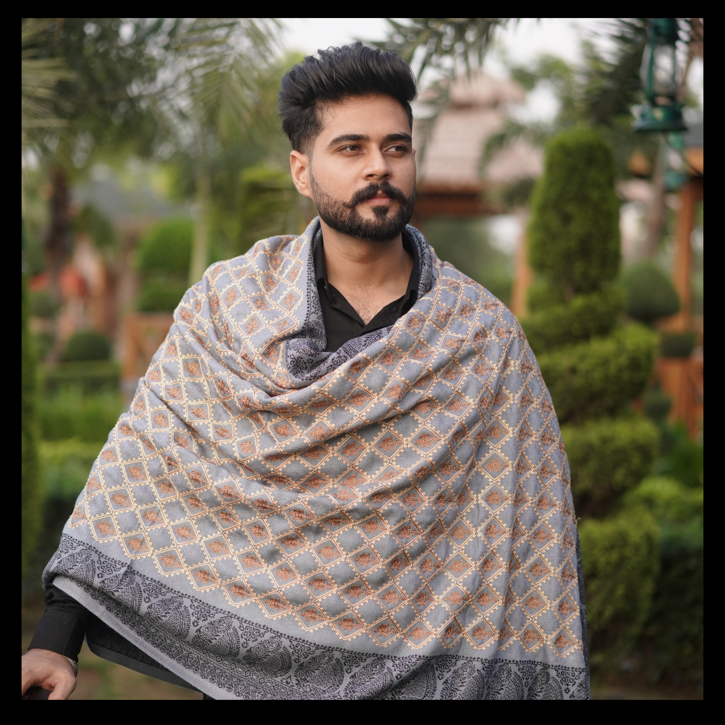 Luxury Men's Pashmina Shawl from Wedding Collection, close