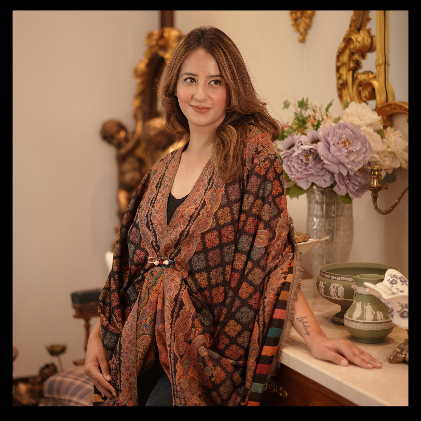 Midnight Black Pashmina Shawl 3
